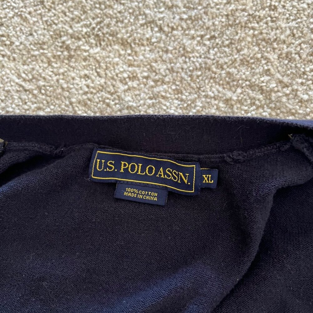 U.S Polo Assn. Embroidered Striped Navy Blue Oversized Cardigan Sweater XL - Picture 6 of 10